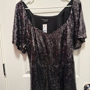 Lane Bryant Shimmering Black Sequin Blouse nwt